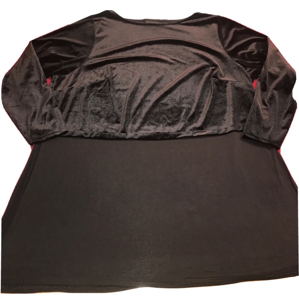 J.Jill 3XL Black Velvet Tunic Flowy 3/4 Sleeve Stretchy Split sides holiday top